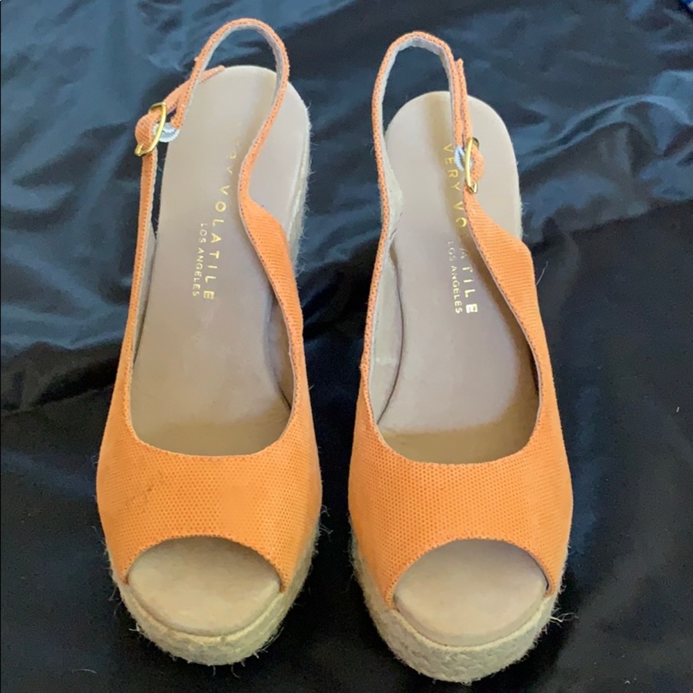 Orange & tan wedges | very volatile brand